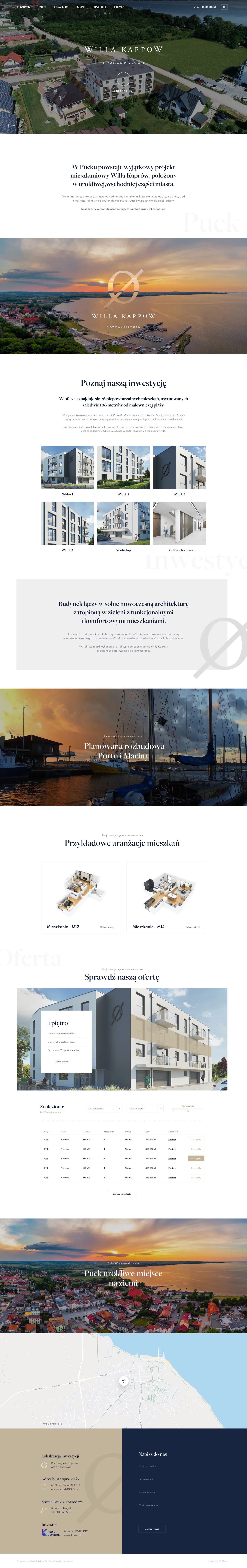 Willa Kaprów – real estate website design for a property development, Puck