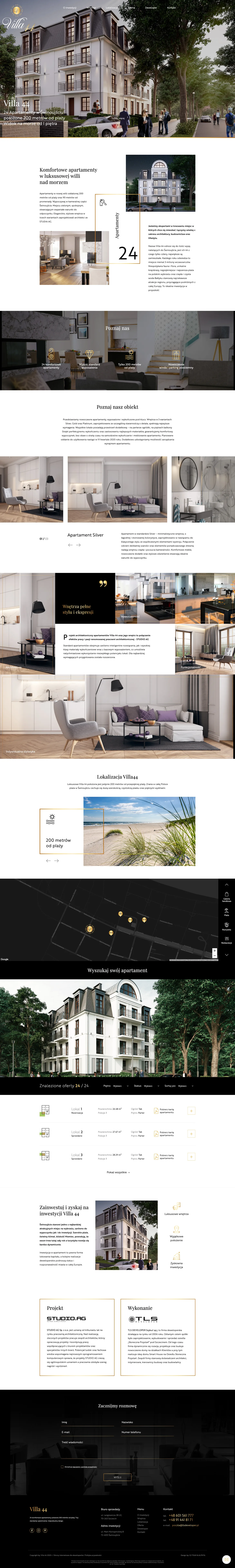 Villa 44 – real estate website design for a property development, Świnoujście
