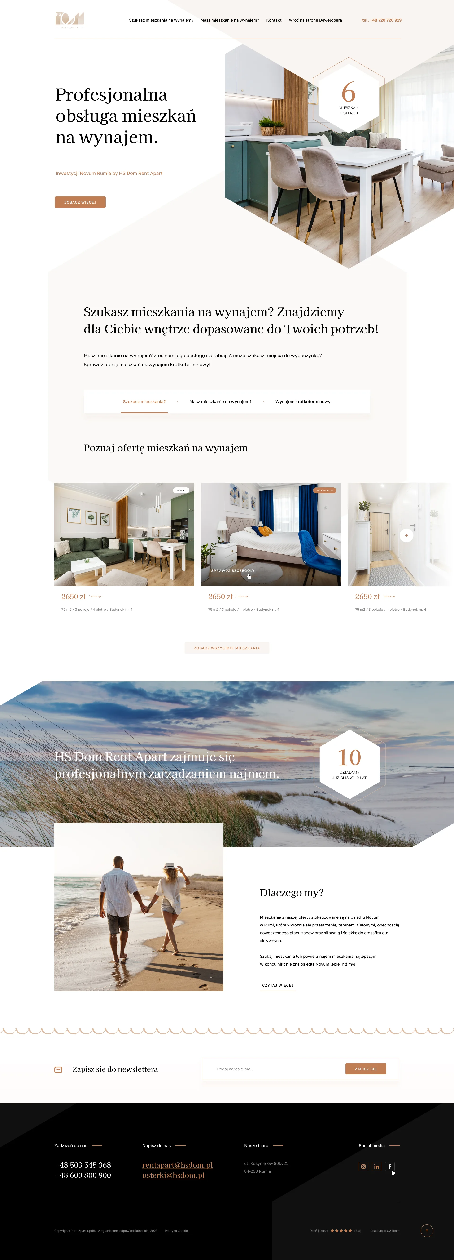Rent Apart – real estate website design for a property development, Rumia
