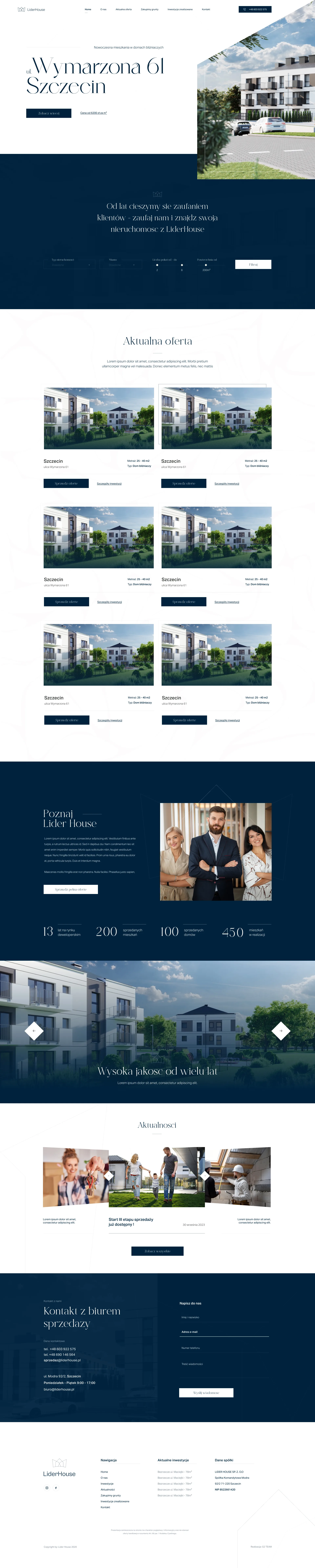Lider House – real estate website design for a property development, Szczecin