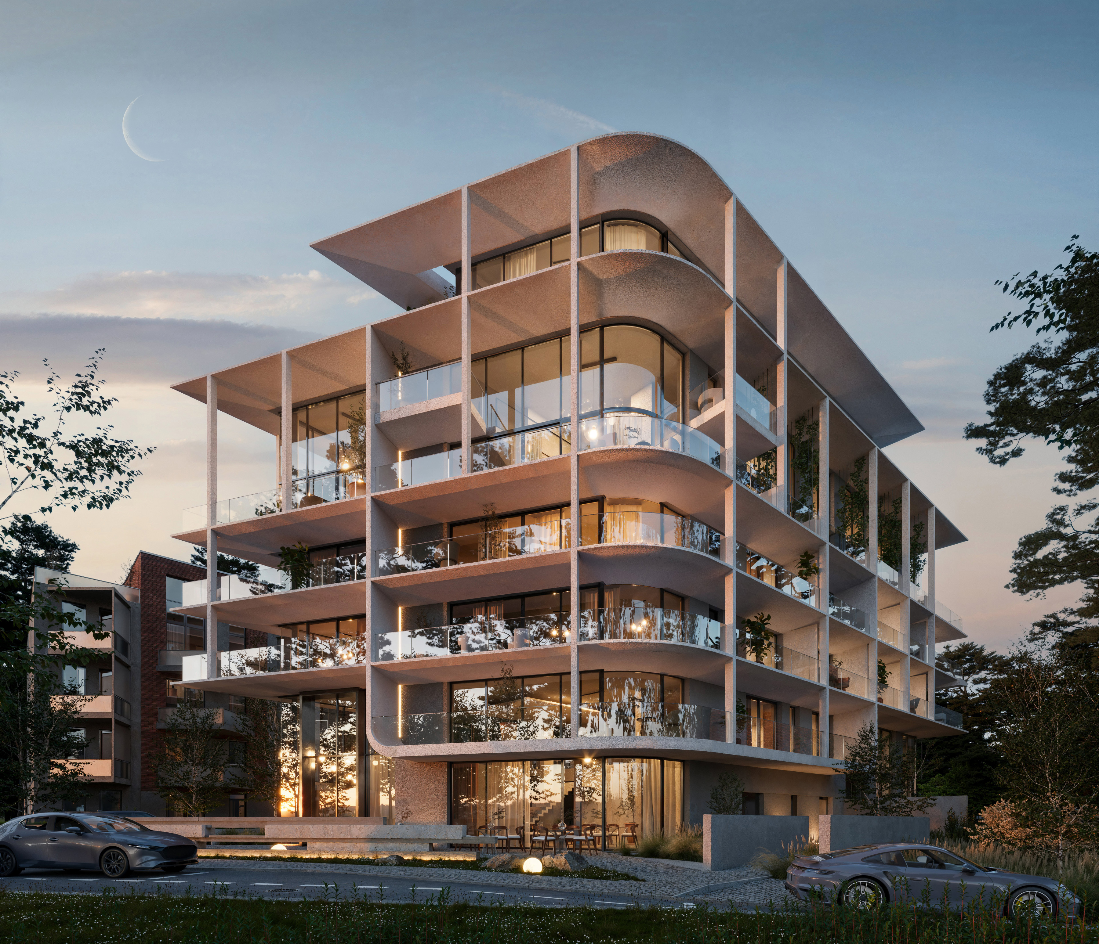3D rendering Doha – Baysuites – real estate CGI of seaside apartments