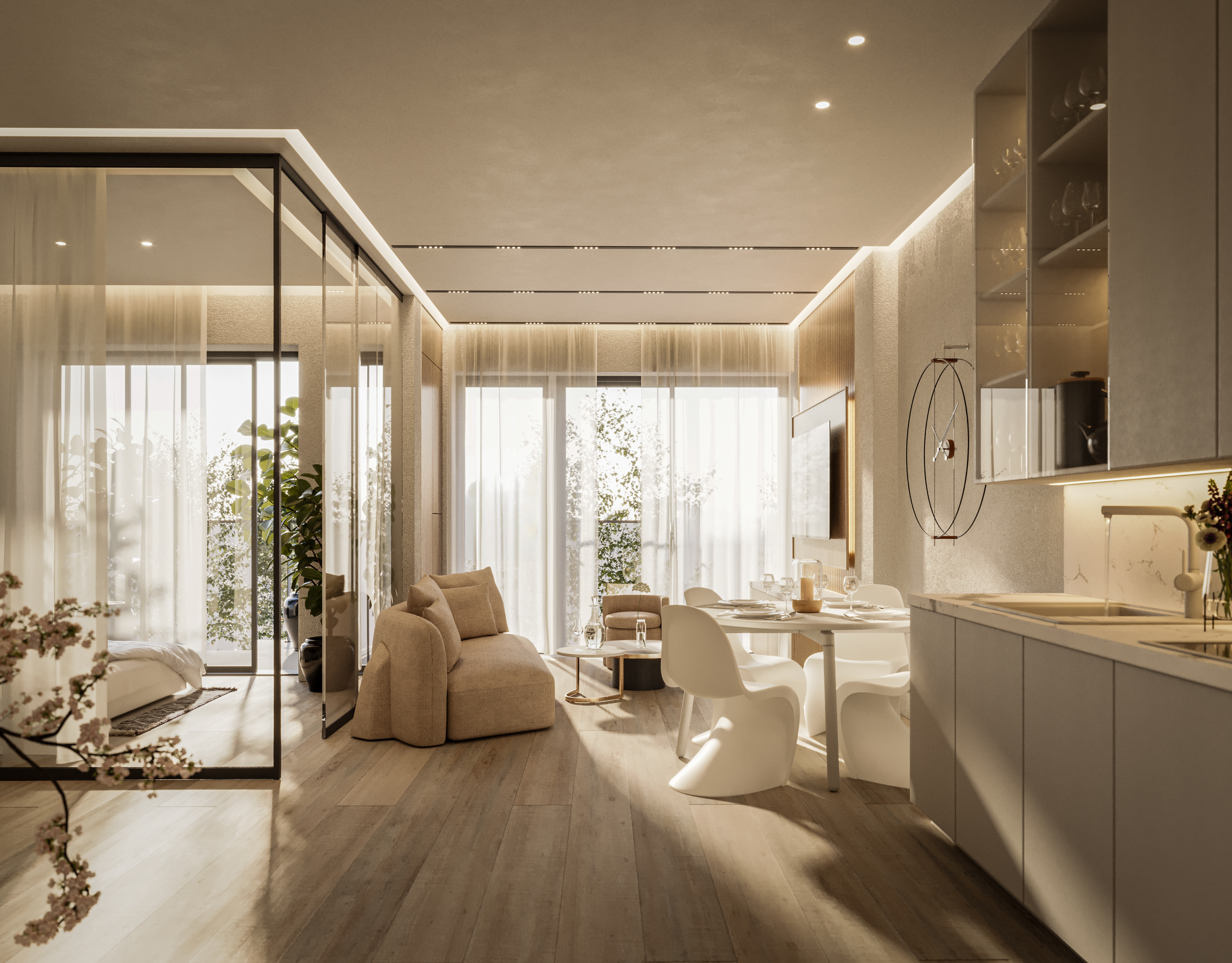 3D rendering Doha – Baltic Horizon – 3D rendering of a seaside apartment hotel