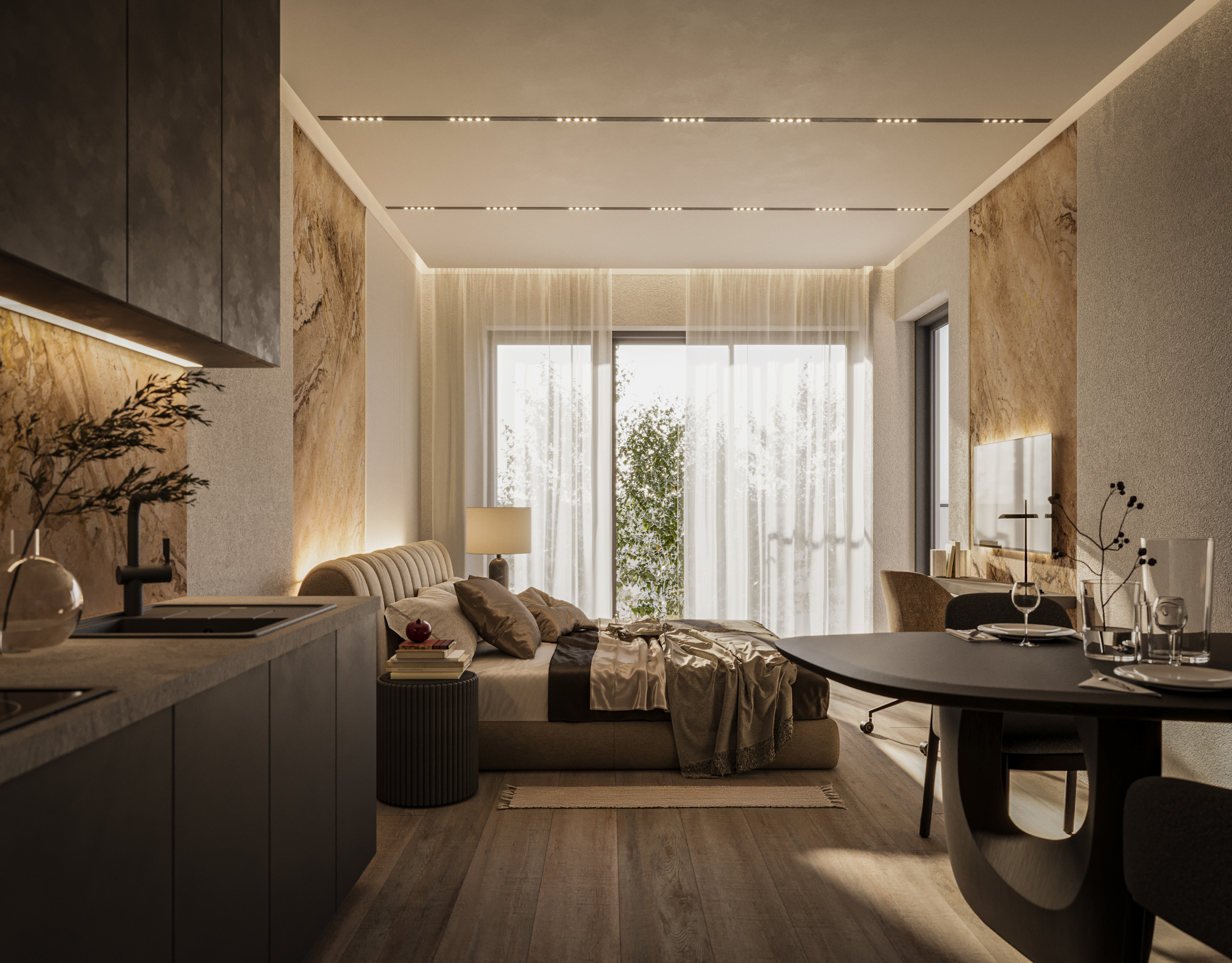 3D rendering Doha – Baltic Horizon – 3D rendering of a seaside apartment hotel
