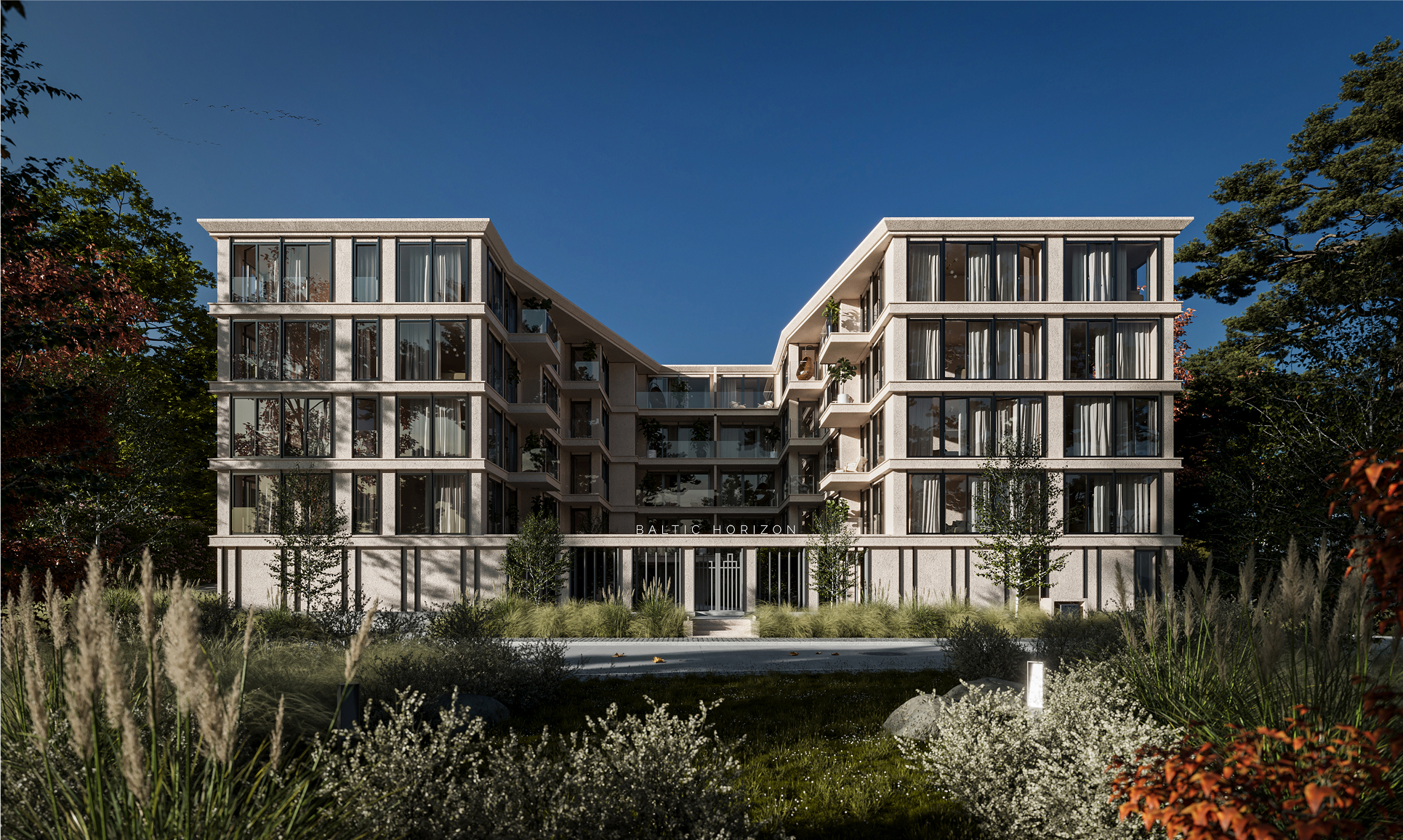3D rendering Doha – Baltic Horizon – 3D rendering of a seaside apartment hotel