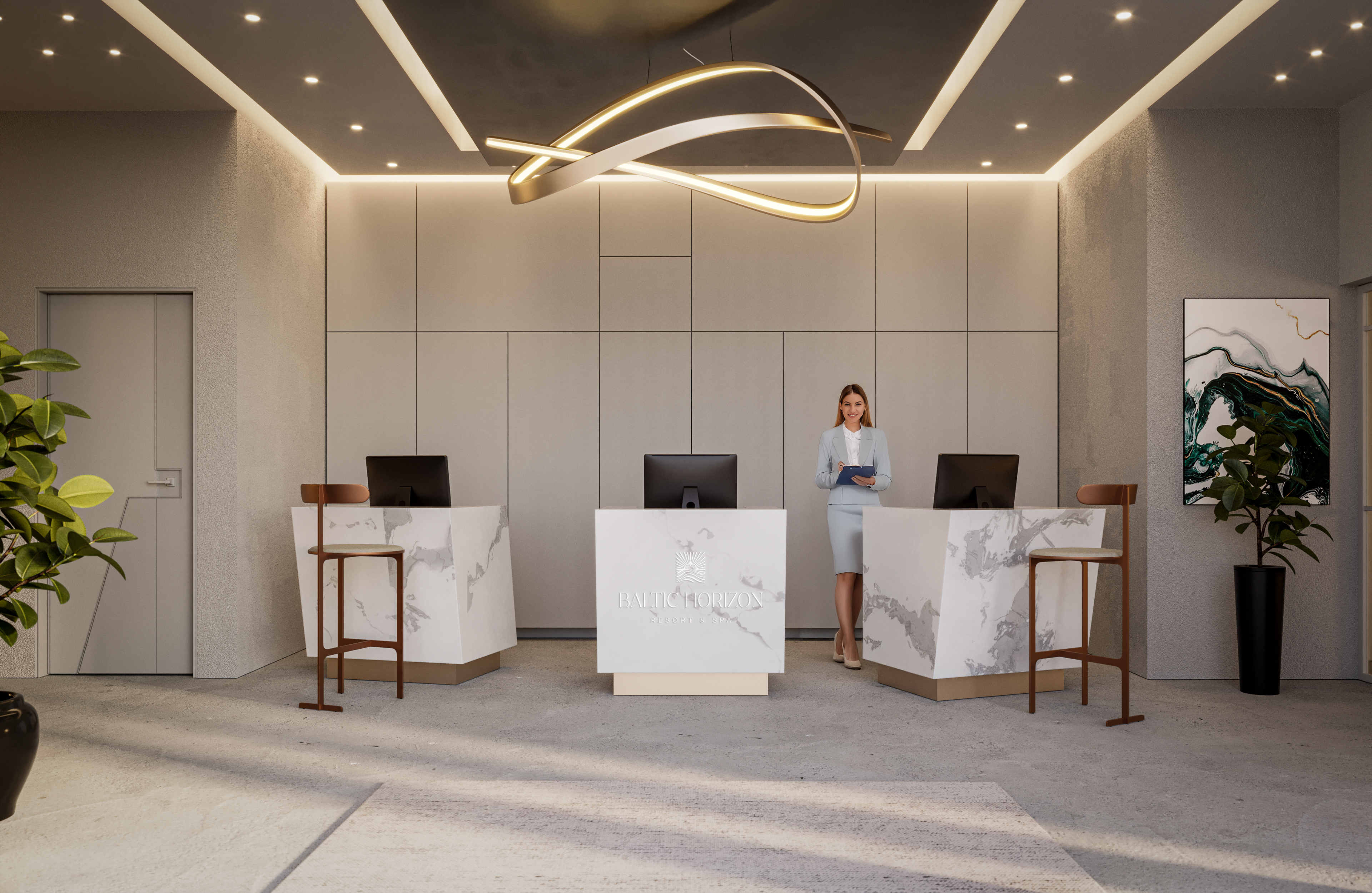 3D rendering Doha – Baltic Horizon – 3D rendering of a seaside apartment hotel