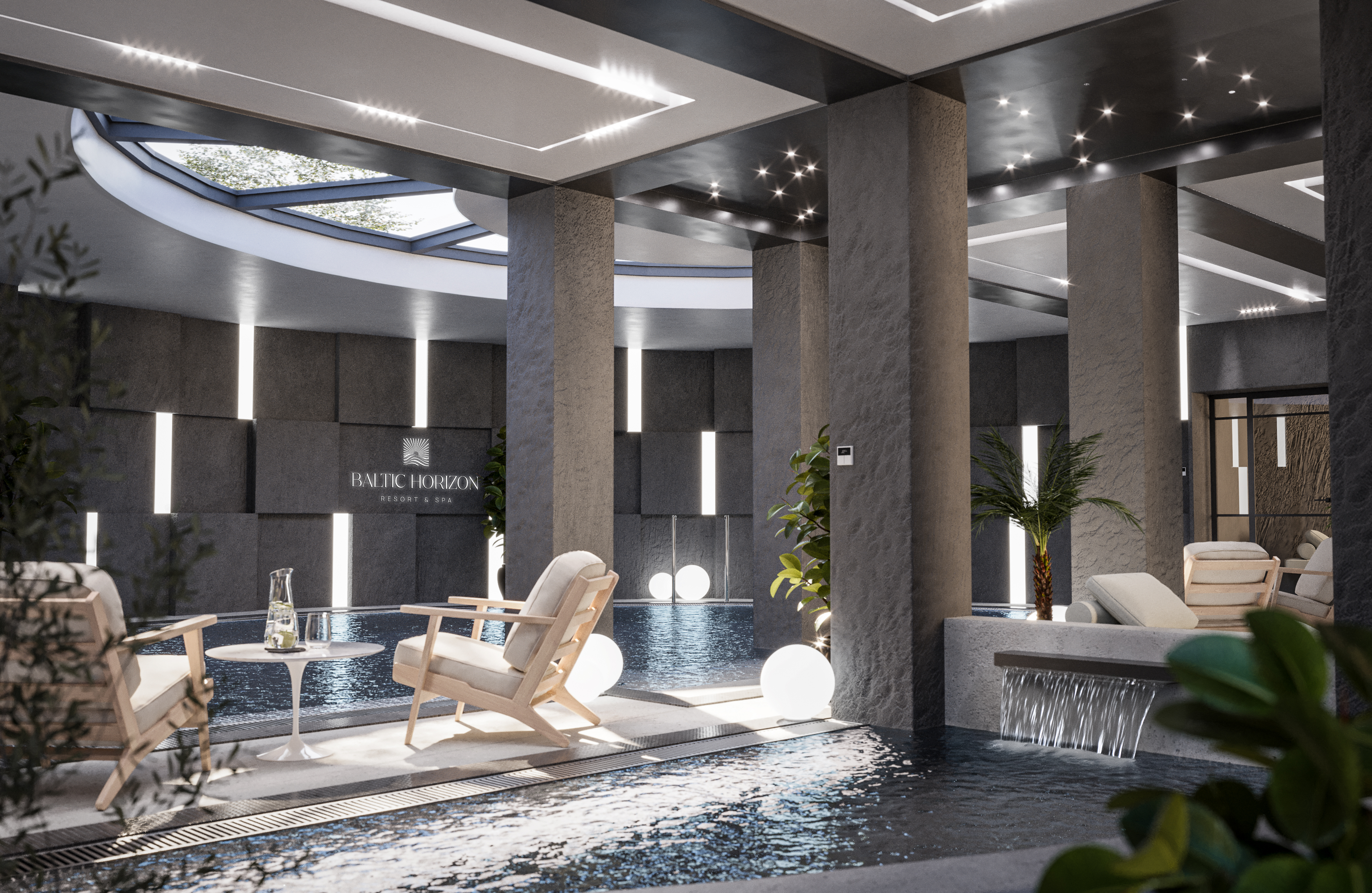 3D rendering Doha – Baltic Horizon – 3D rendering of a seaside apartment hotel