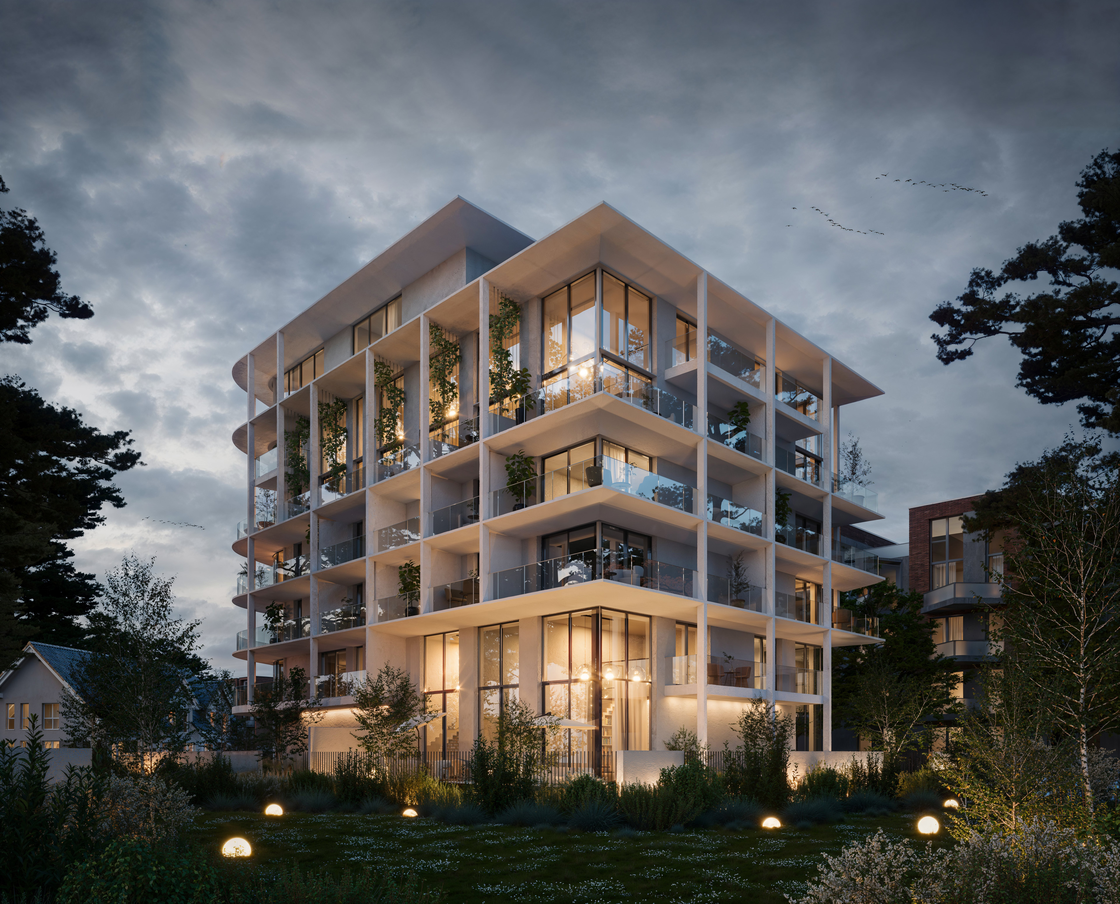 3D rendering Doha – Baysuites – real estate CGI of seaside apartments